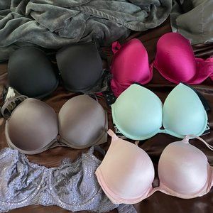 Victoria Secret Pink Push Up 6 Bra Lot